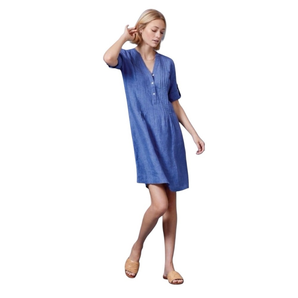 J. McLaughlin Riviera Navy Linen Dress.